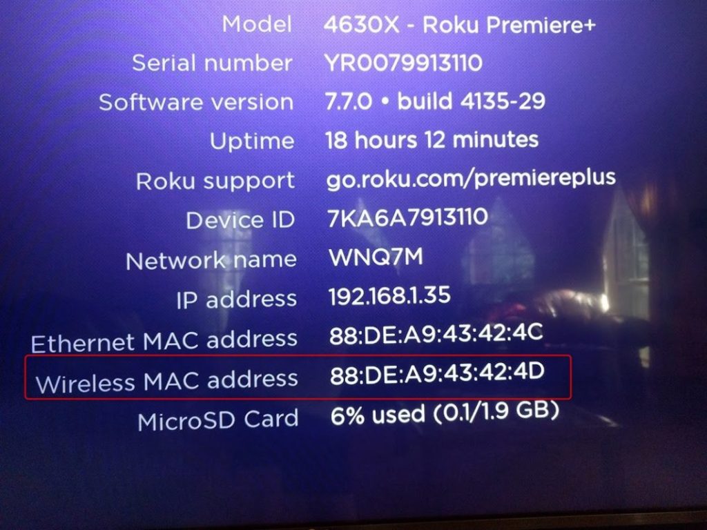 Roku mac address.
