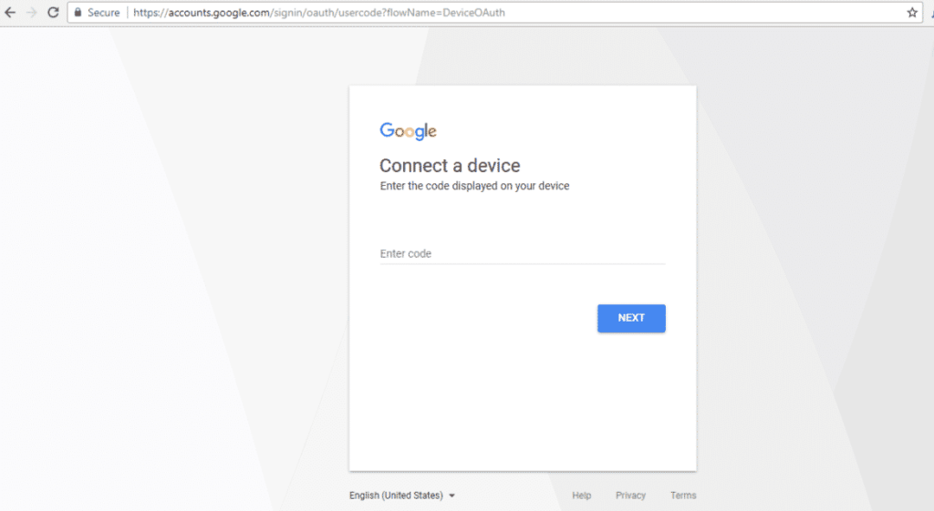 YouTube activation code box on youtube.com/activate.